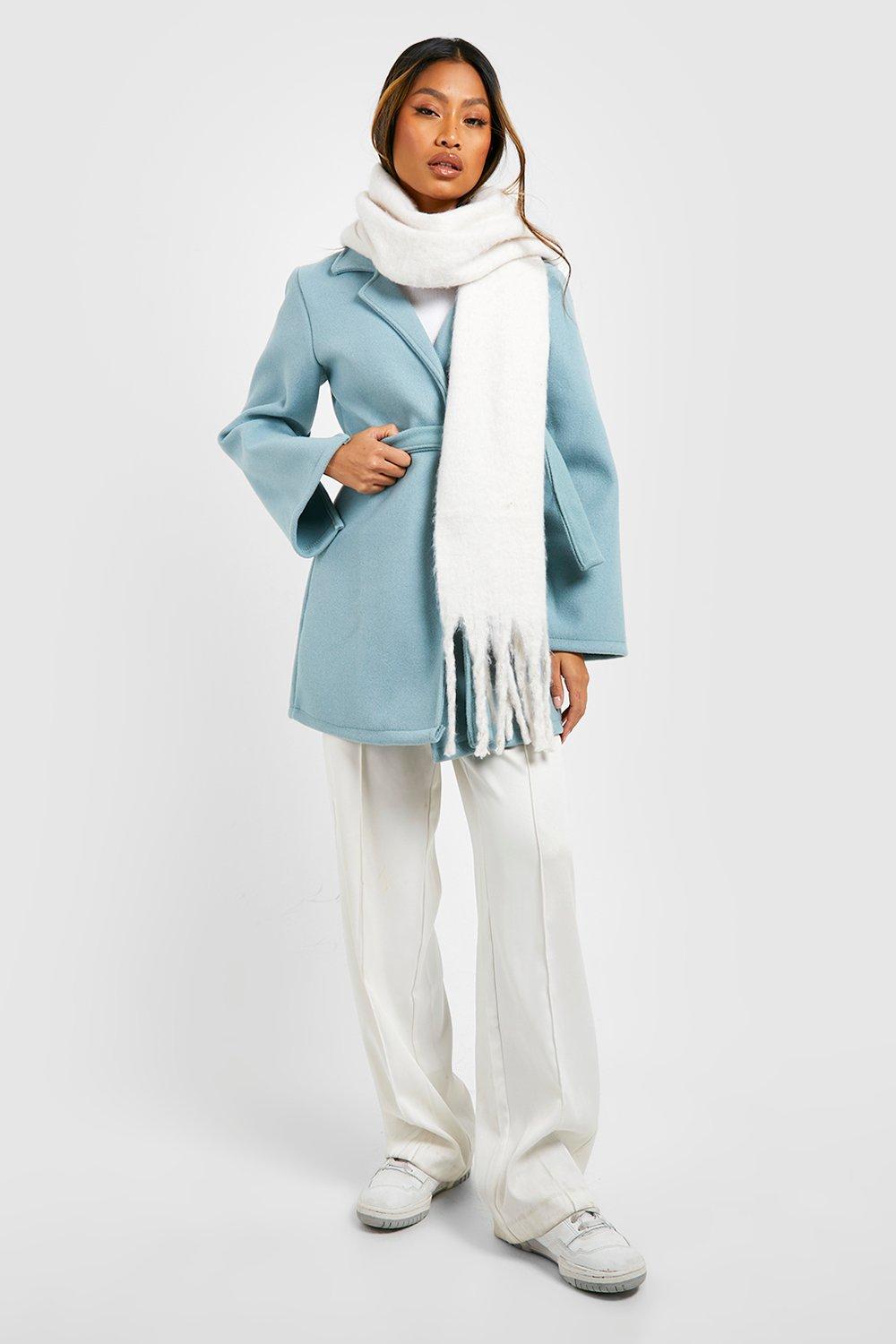 Wool Look Belted Short Coat boohoo USA